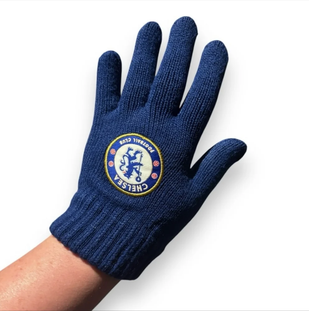 CHELSEA FC Blue Knit Gloves Mittens